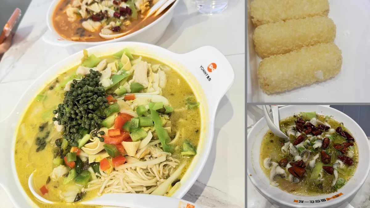 Chinese fast food dishes on a table.
